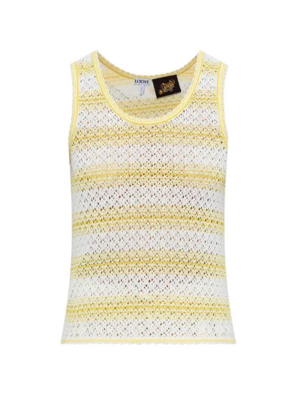 Loewe Striped Open-knit Tank Top in Yellow