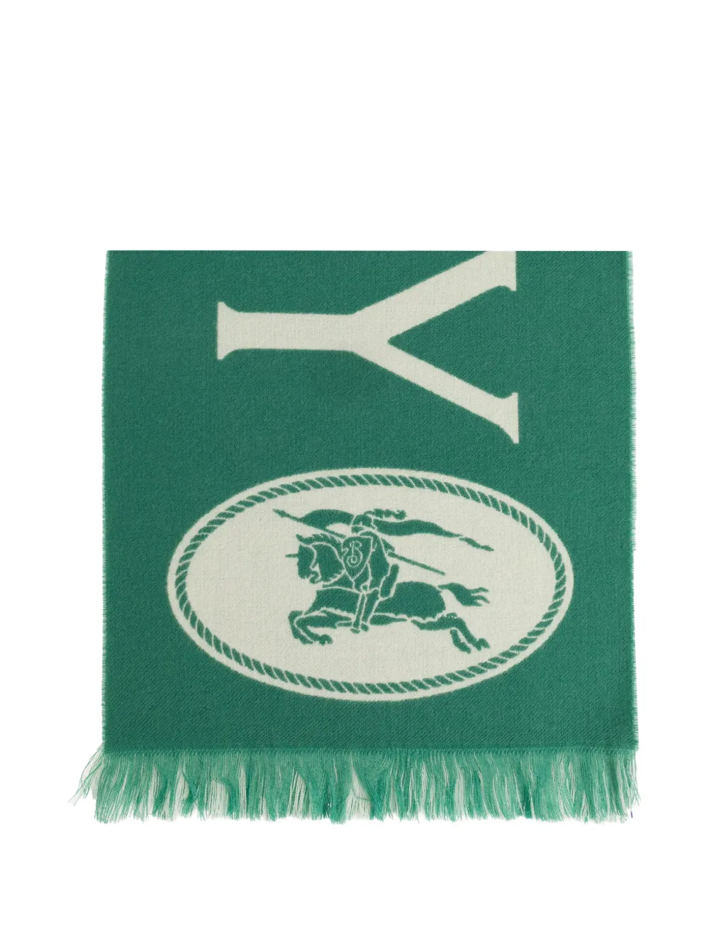 Burberry logo-intarsia fringed scarf - Green