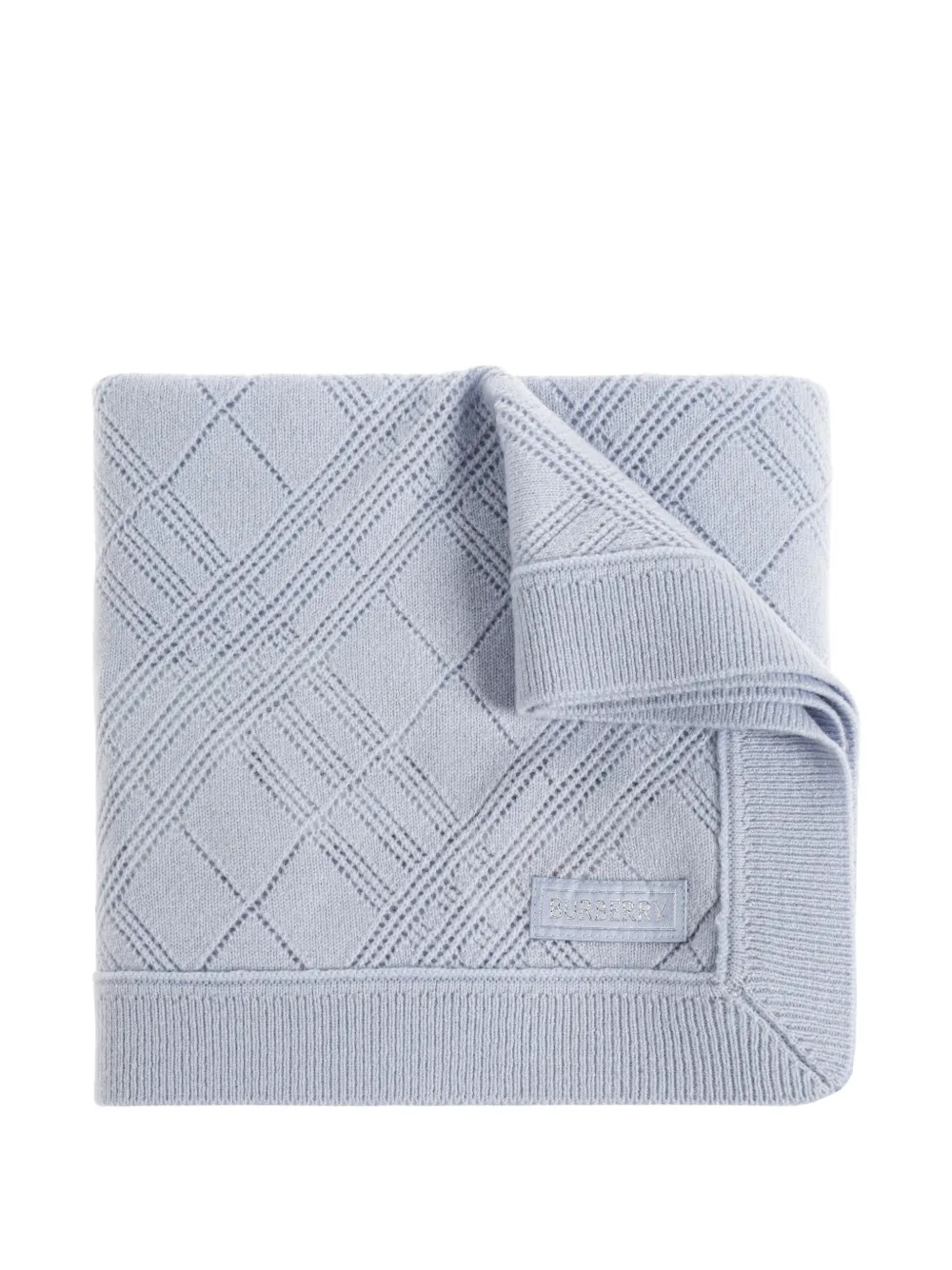 Burberry Kids check-knit cashmere blanket - Blu