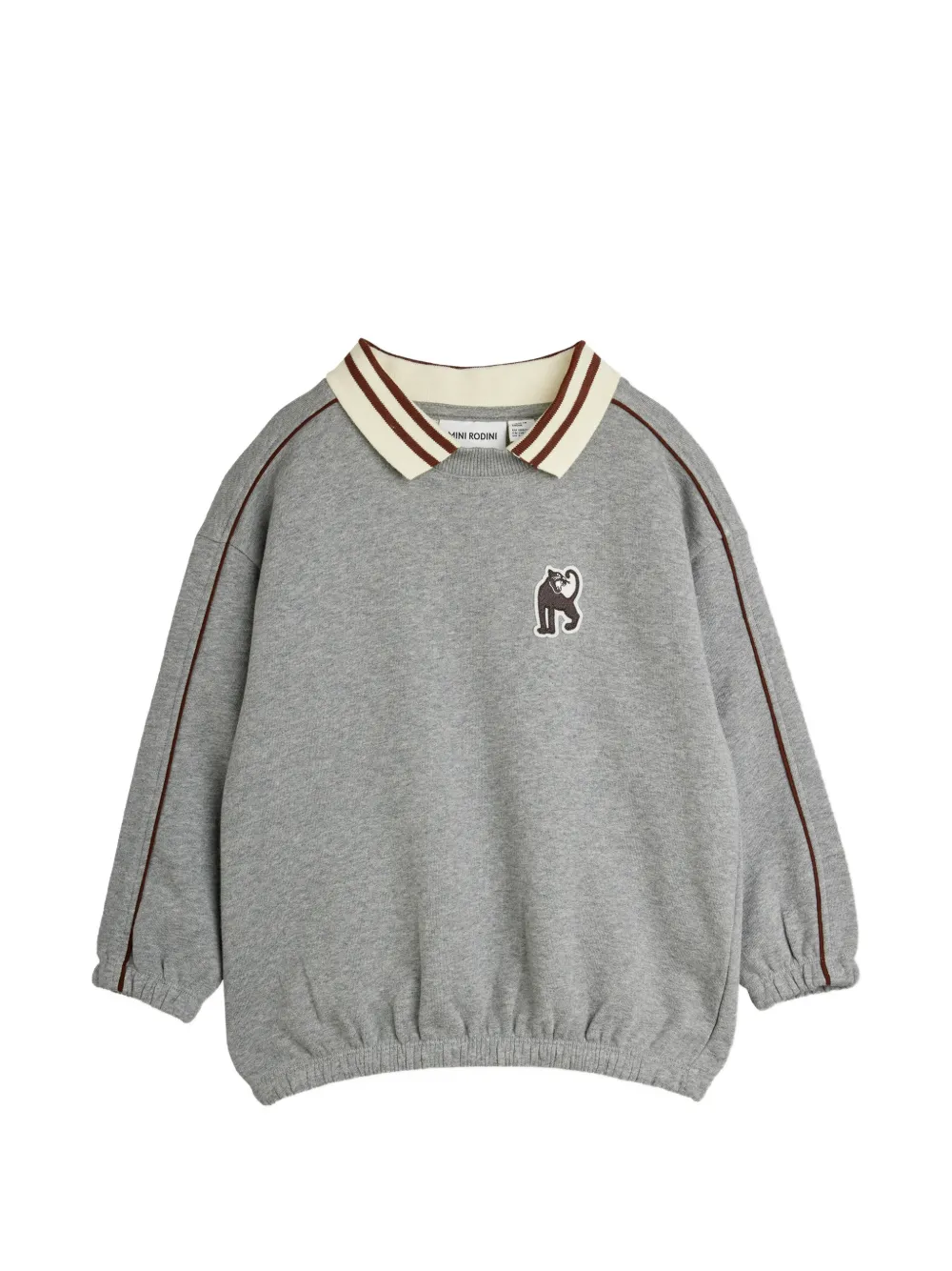 Mini Rodini logo-patch striped-collar sweater - Grigio