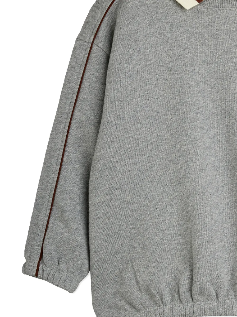 Mini Rodini Trui met gestreepte kraag en logopatch Grijs