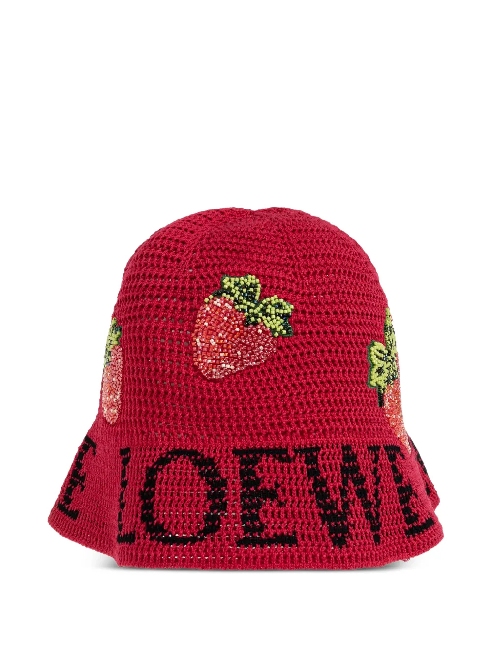 LOEWE strawberry-embelishmet bucket hat - Rosso