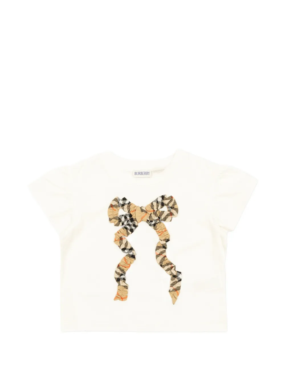Burberry Kids ruffled-sleeve bow-detail T-shirt - Bianco