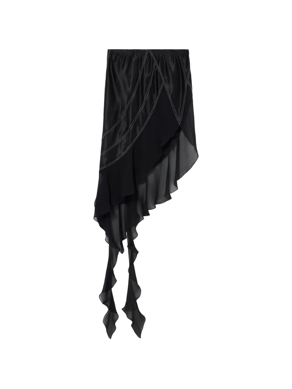 Off-white 对比缝线不对称半身裙 In Black