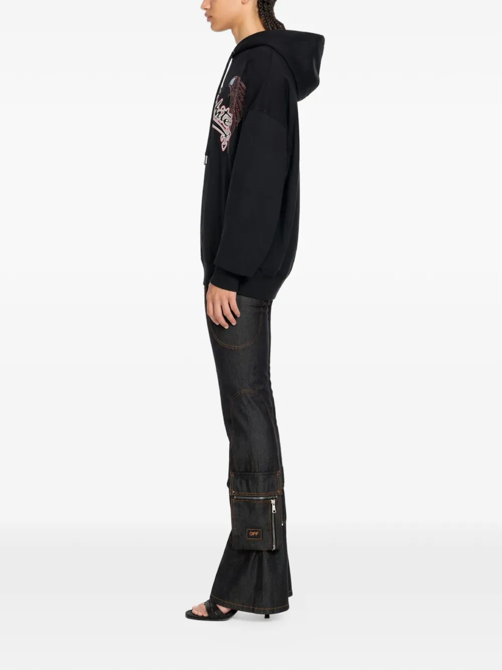 Off-White x Swarovski hoodie verfraaid met kristallen Zwart
