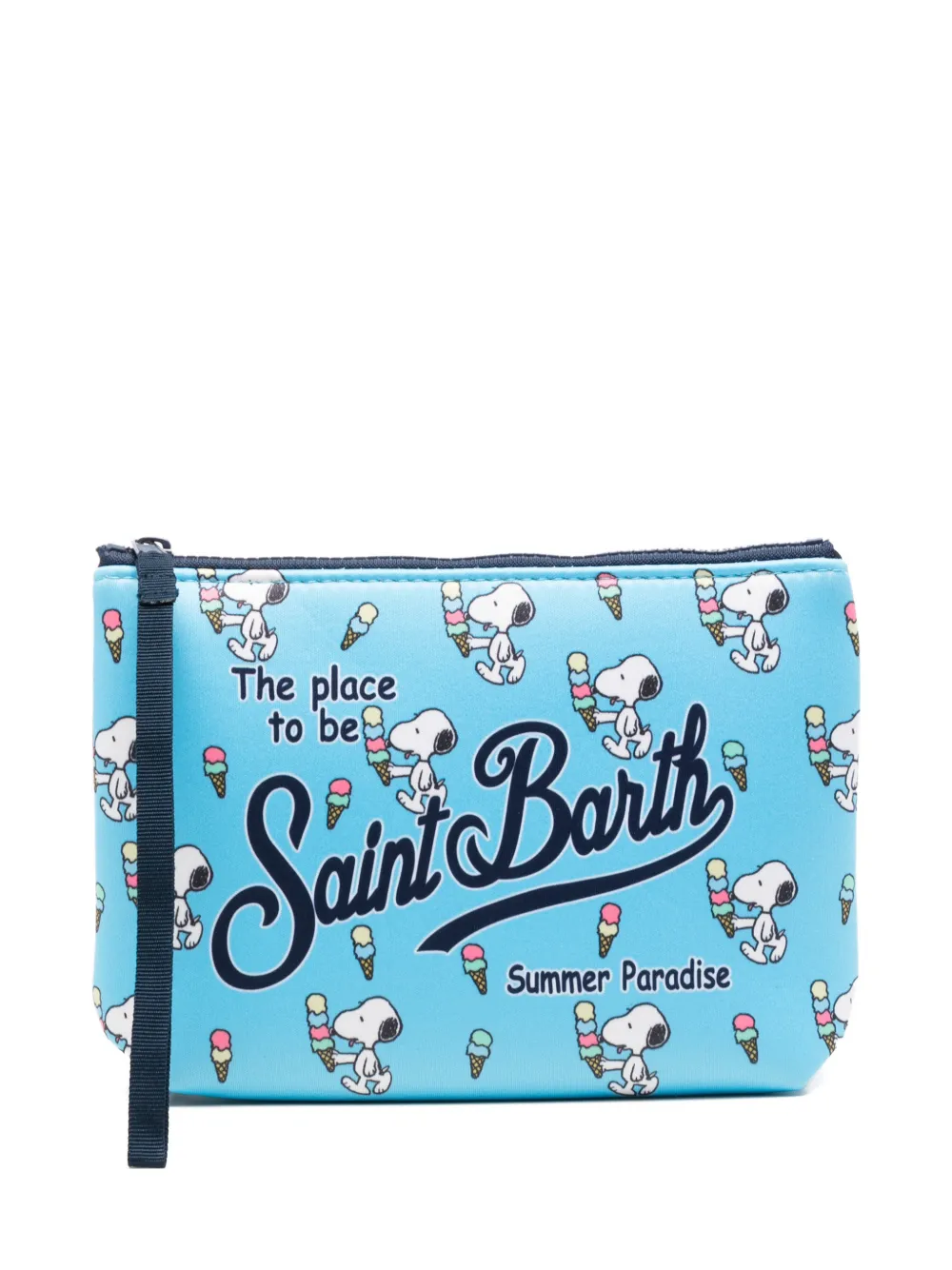 Mc2 Saint Barth Aline Graphic-print Zipped Clutch Bag In Blue