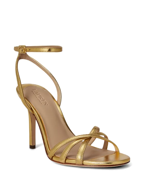 Lauren Ralph Lauren Kendyl Metallic Leather Sandals | Gold | FARFETCH