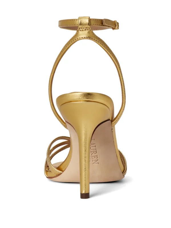Lauren Ralph Lauren Kendyl Metallic Leather Sandals | Gold | FARFETCH