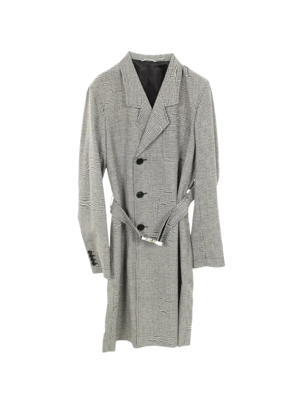 Christian Dior Pre-Owned houndstooth-pattern belted coat - Black