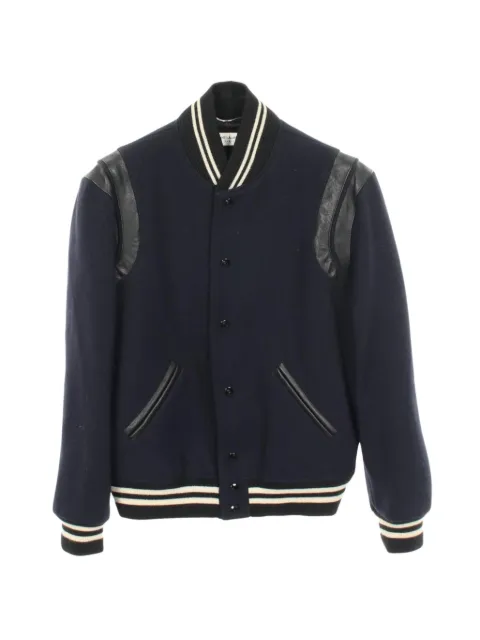 Saint Laurent Pre-Owned leather-trim Teddy jacket