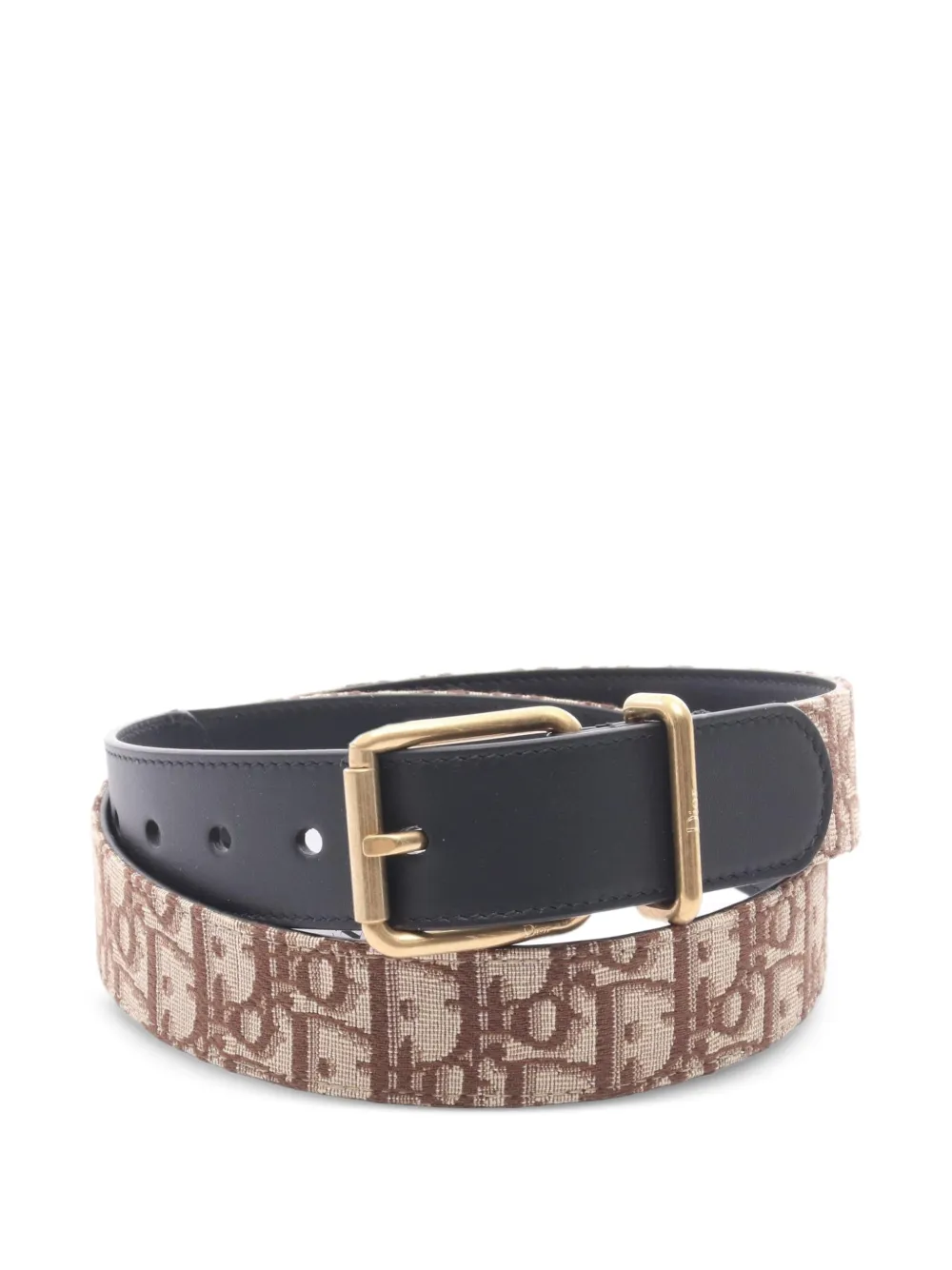 Christian Dior Pre-Owned Oblique leather-trim belt - Nero