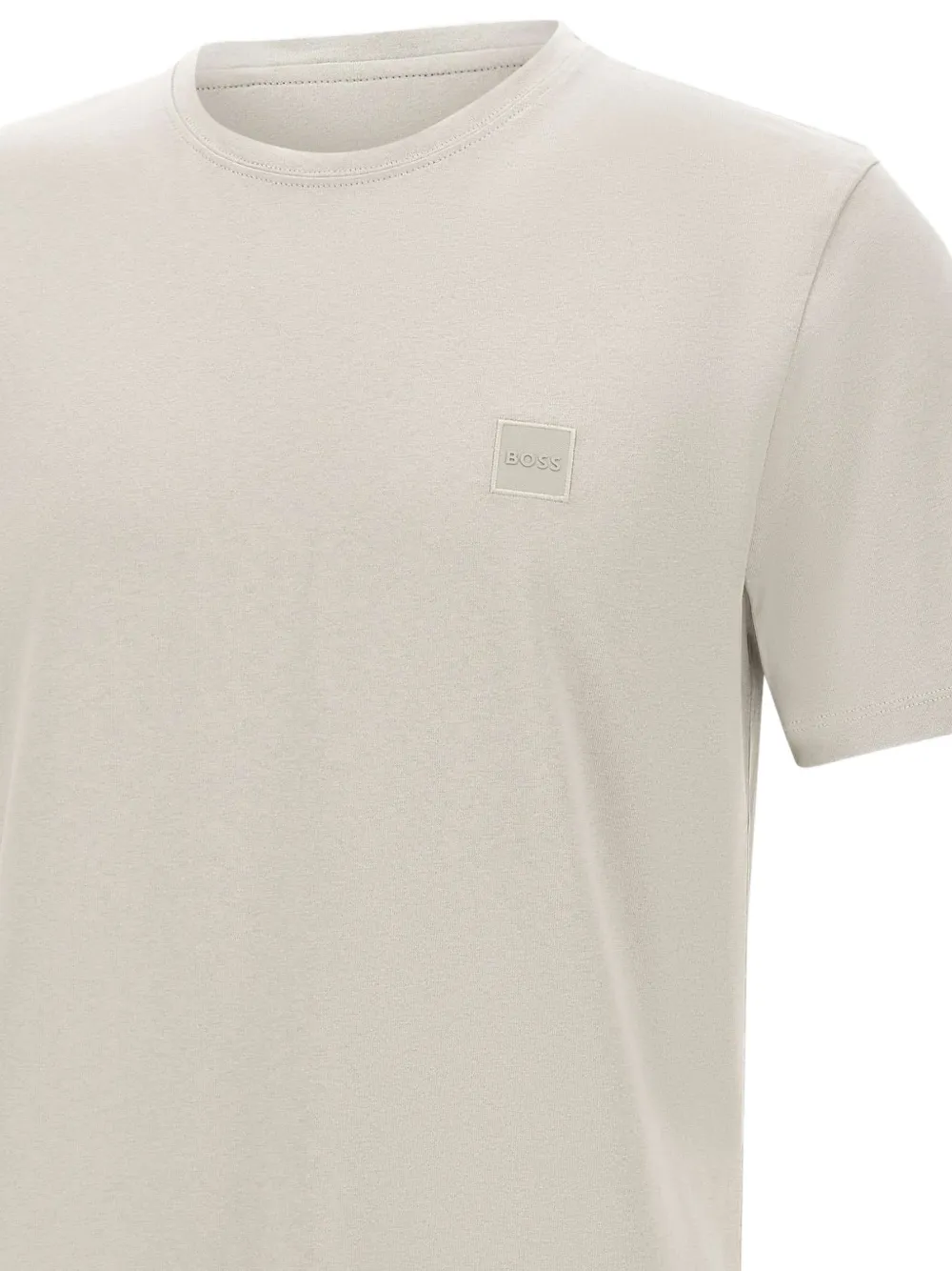 BOSS Katoenen-jersey T-shirt met logo-patch Beige