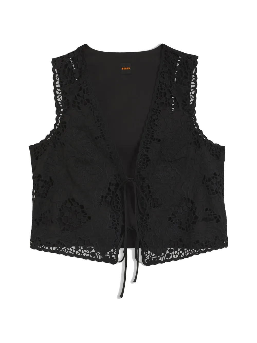 BOSS embroidered tie-fastening top - Nero
