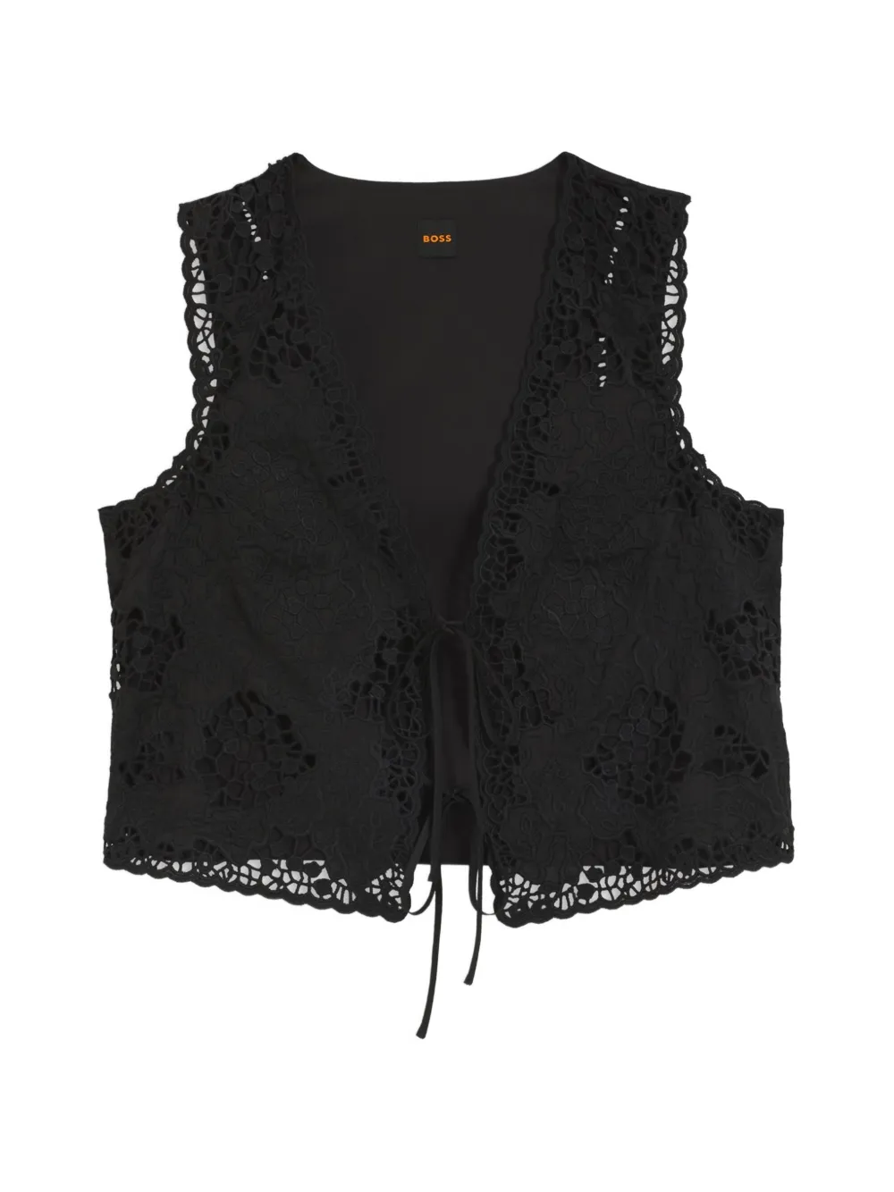 BOSS embroidered tie-fastening top - Nero