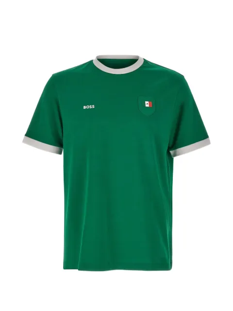 BOSS logo-patch contrast-trim T-shirt