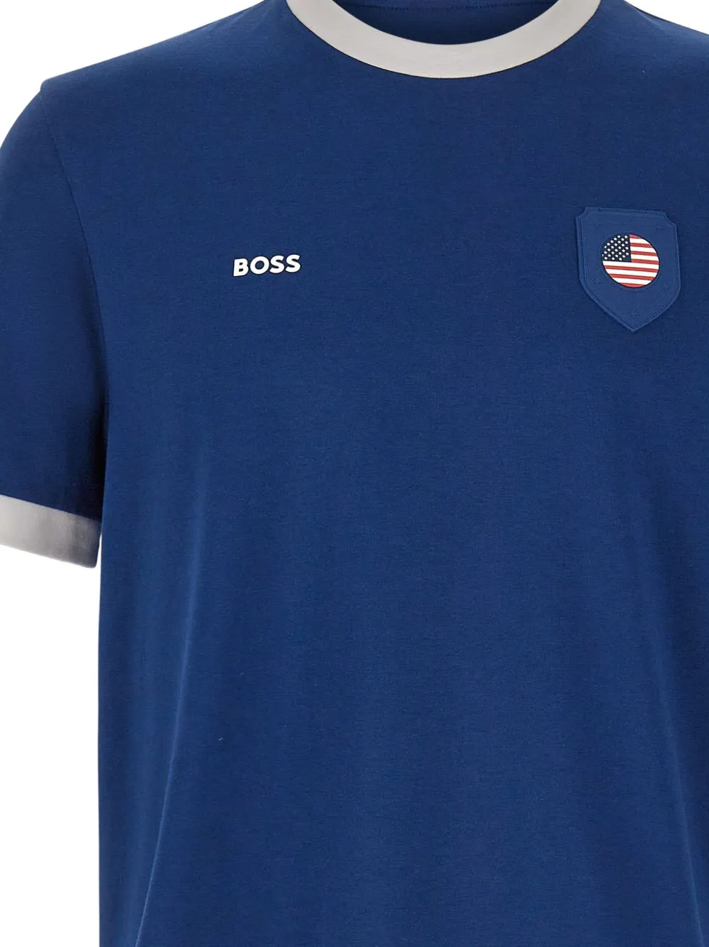 BOSS T-shirt met rubberen patch Blauw