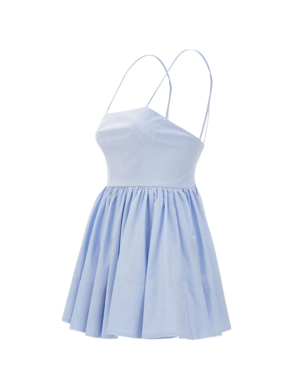 THE ANDAMANE Carrie geplooide mini-jurk met microstreep Blauw