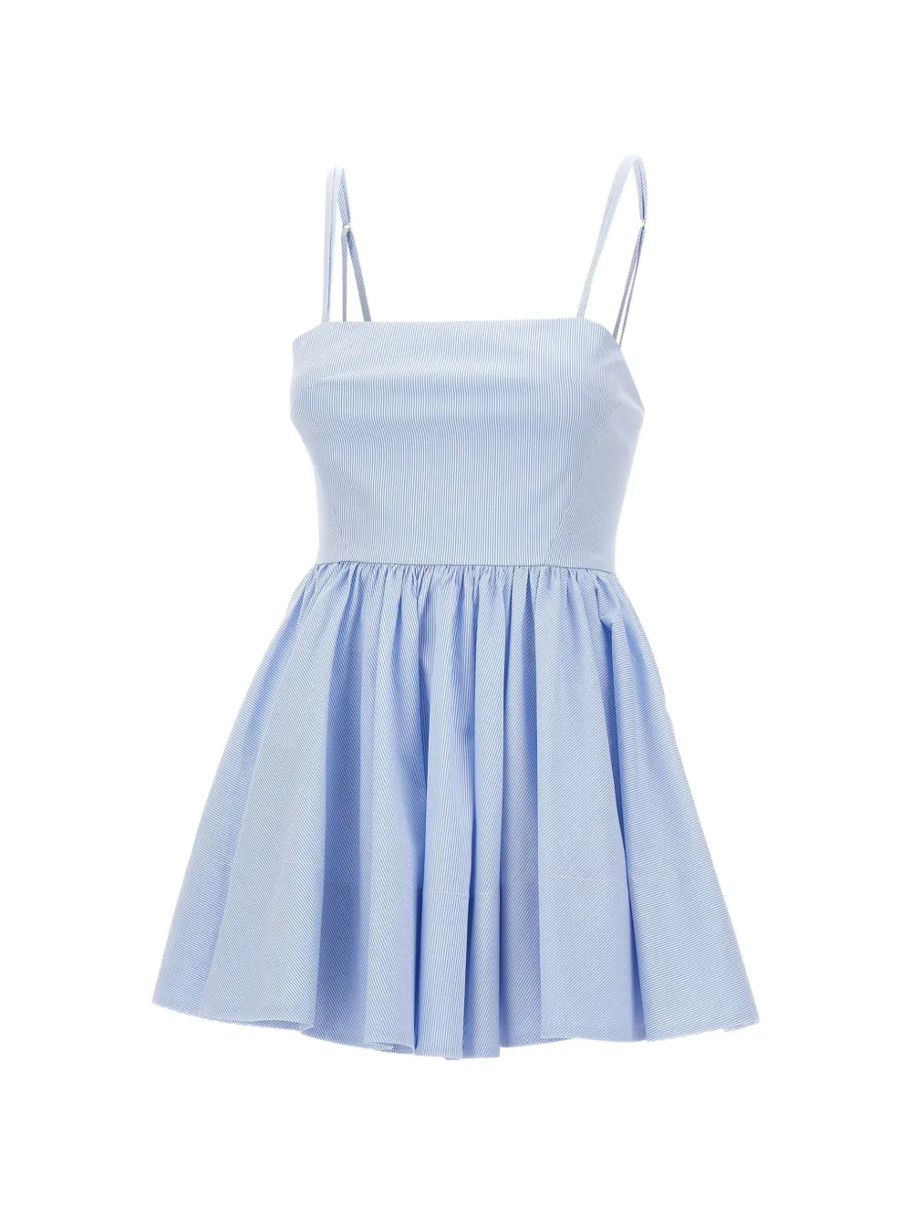 THE ANDAMANE Carrie geplooide mini-jurk met microstreep Blauw