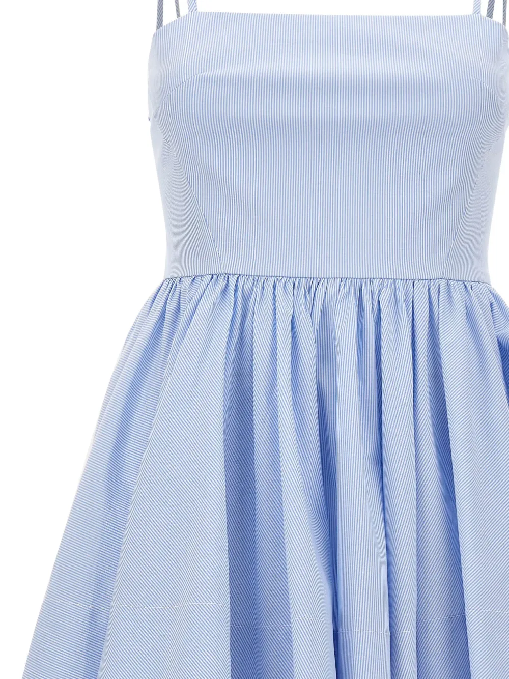THE ANDAMANE Carrie geplooide mini-jurk met microstreep Blauw