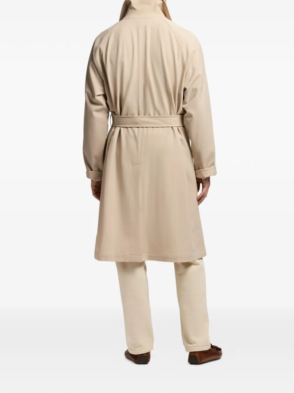 Ralph Lauren Purple Label Trenchcoat met raglan mouwen en ceintuur Beige