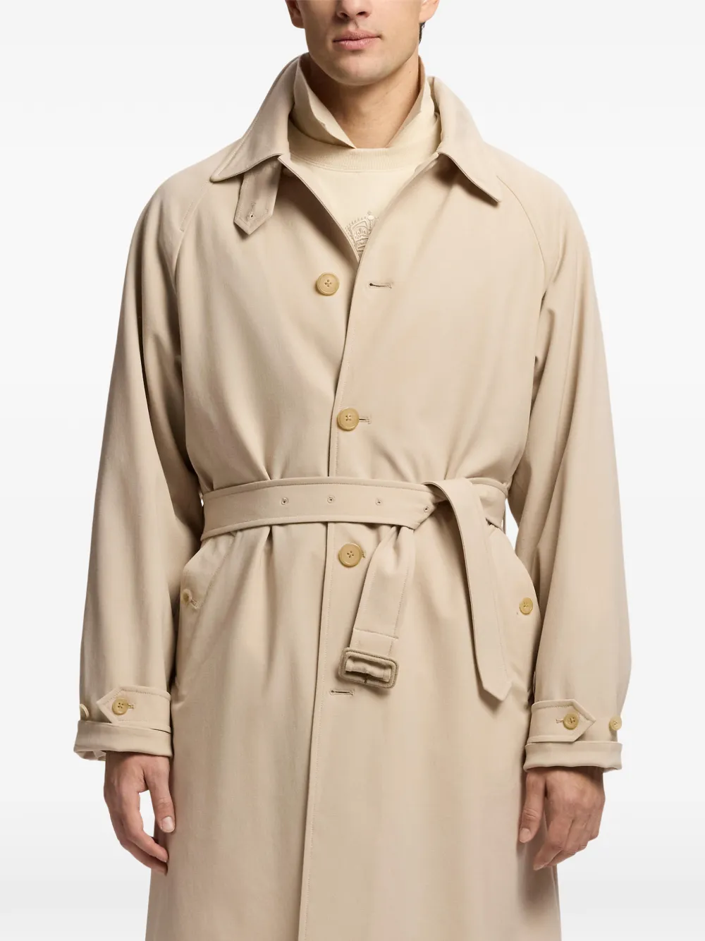 Ralph Lauren Purple Label Trenchcoat met raglan mouwen en ceintuur Beige