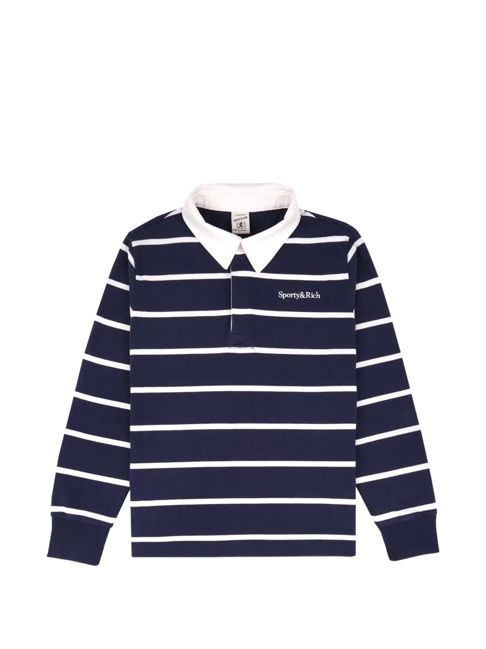 SPORTY & RICH KIDS serif logo striped rugby polo shirt - Blu