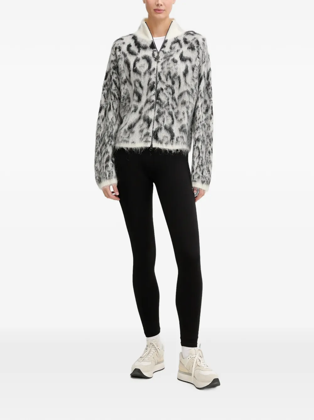 Sportalm Trenton leopard-print zip-up cardigan Grijs