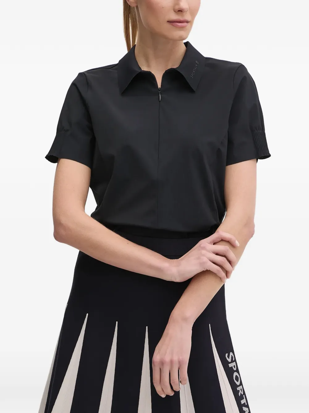 Sportalm zip-up pleated-sleeve polo shirt