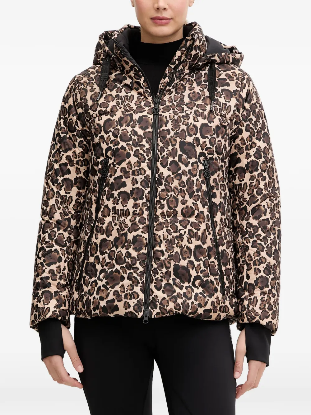 Sportalm leopard-print hooded jacket - Braun