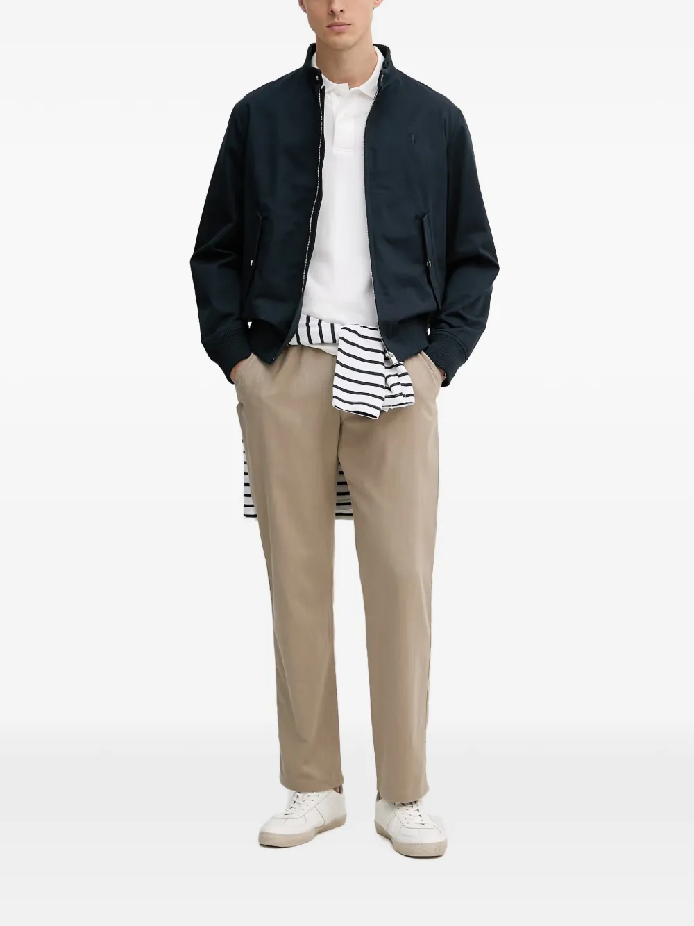 Trussardi logo-embroidered high-neck jacket | Blue | Image 1