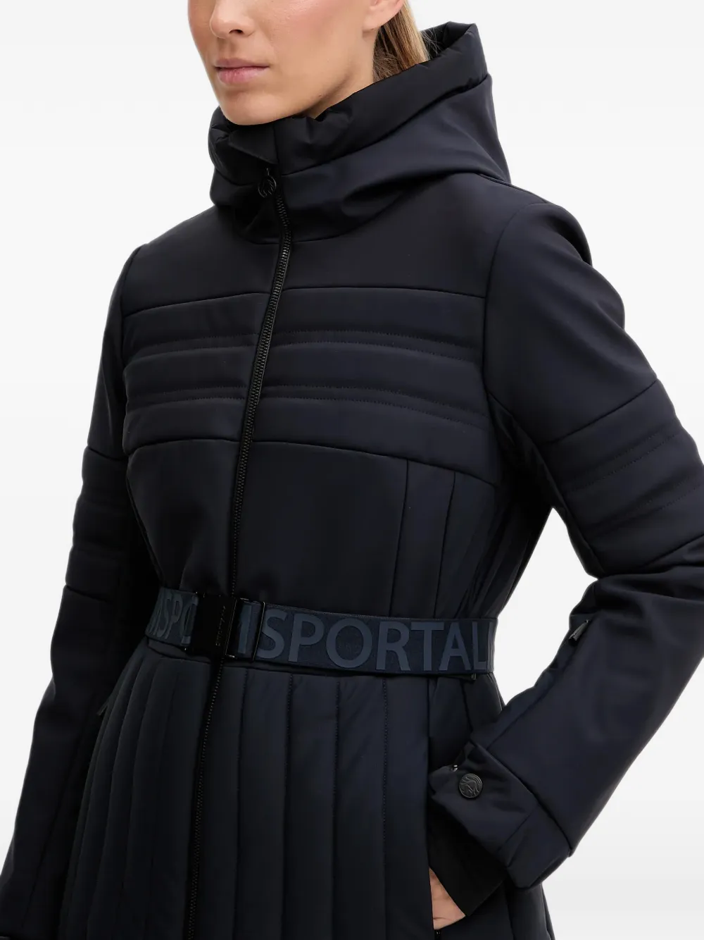 Sportalm belted quilted ski jacket Zwart