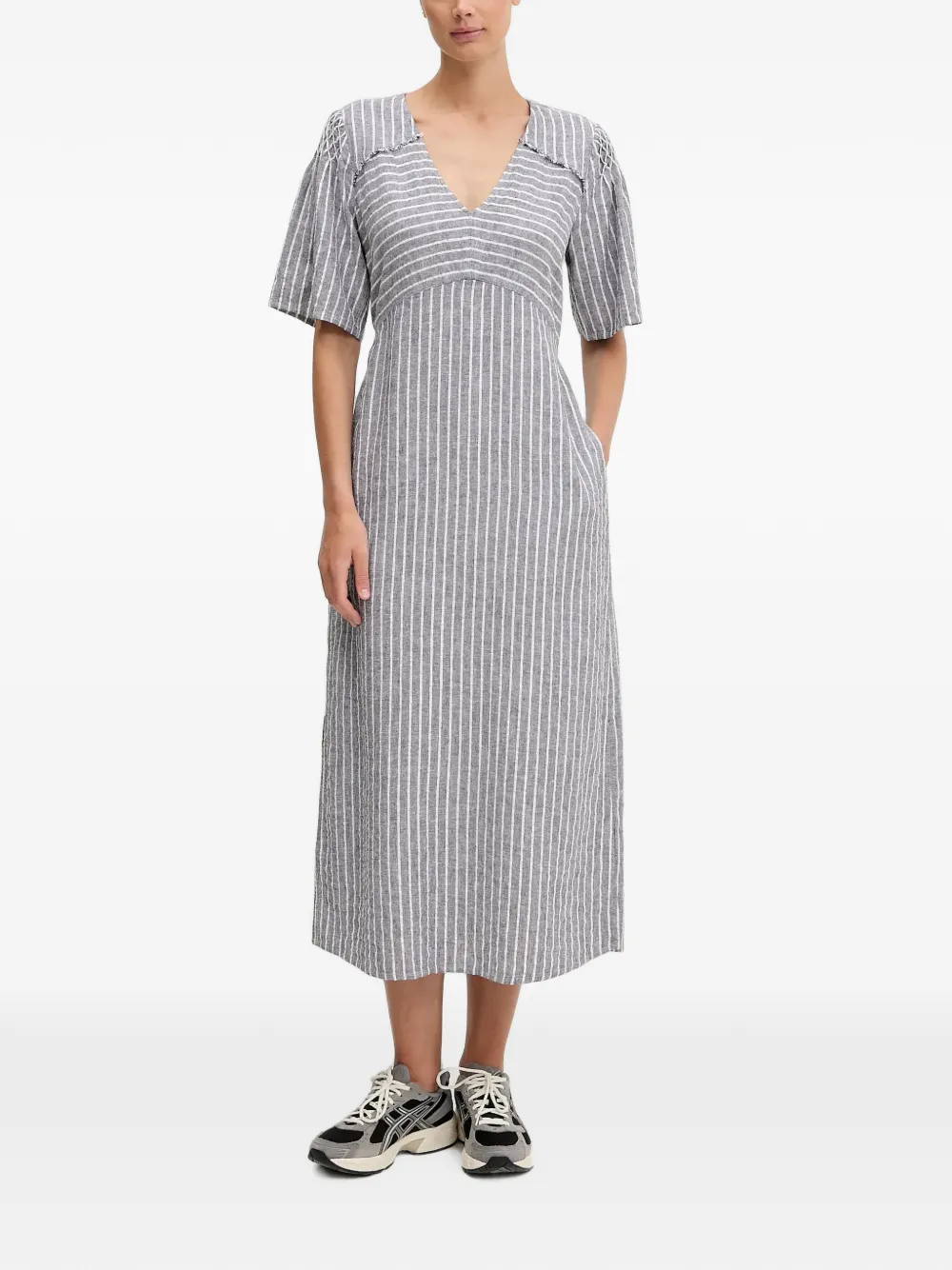 Sportalm vertical-stripe smocked-detail midi dress