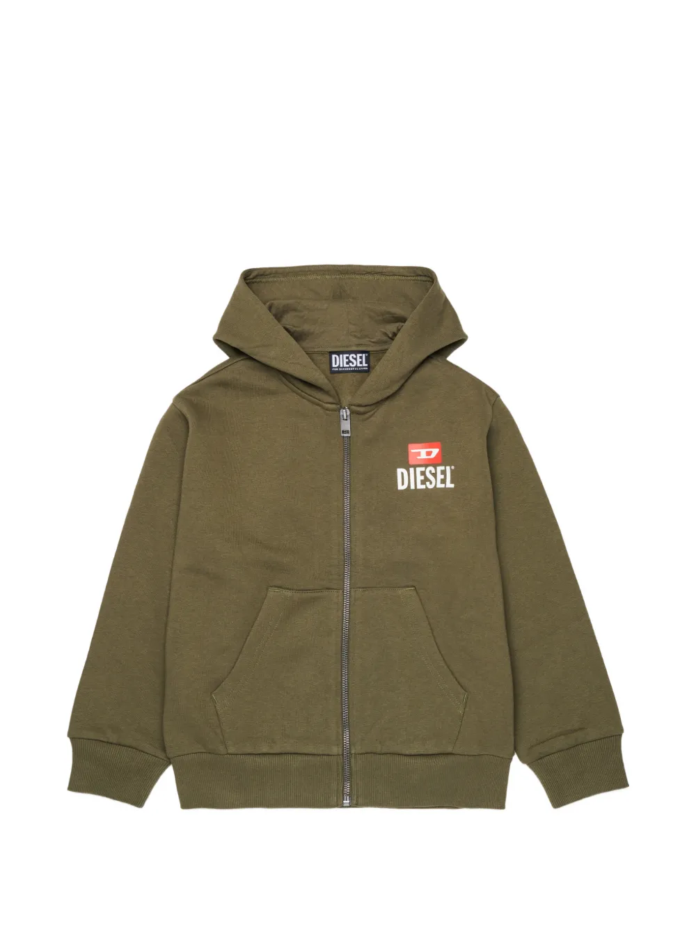 Diesel Kids logo-print zip-up hoodie - Verde