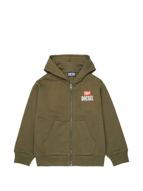 Diesel Kids logo-print zip-up hoodie