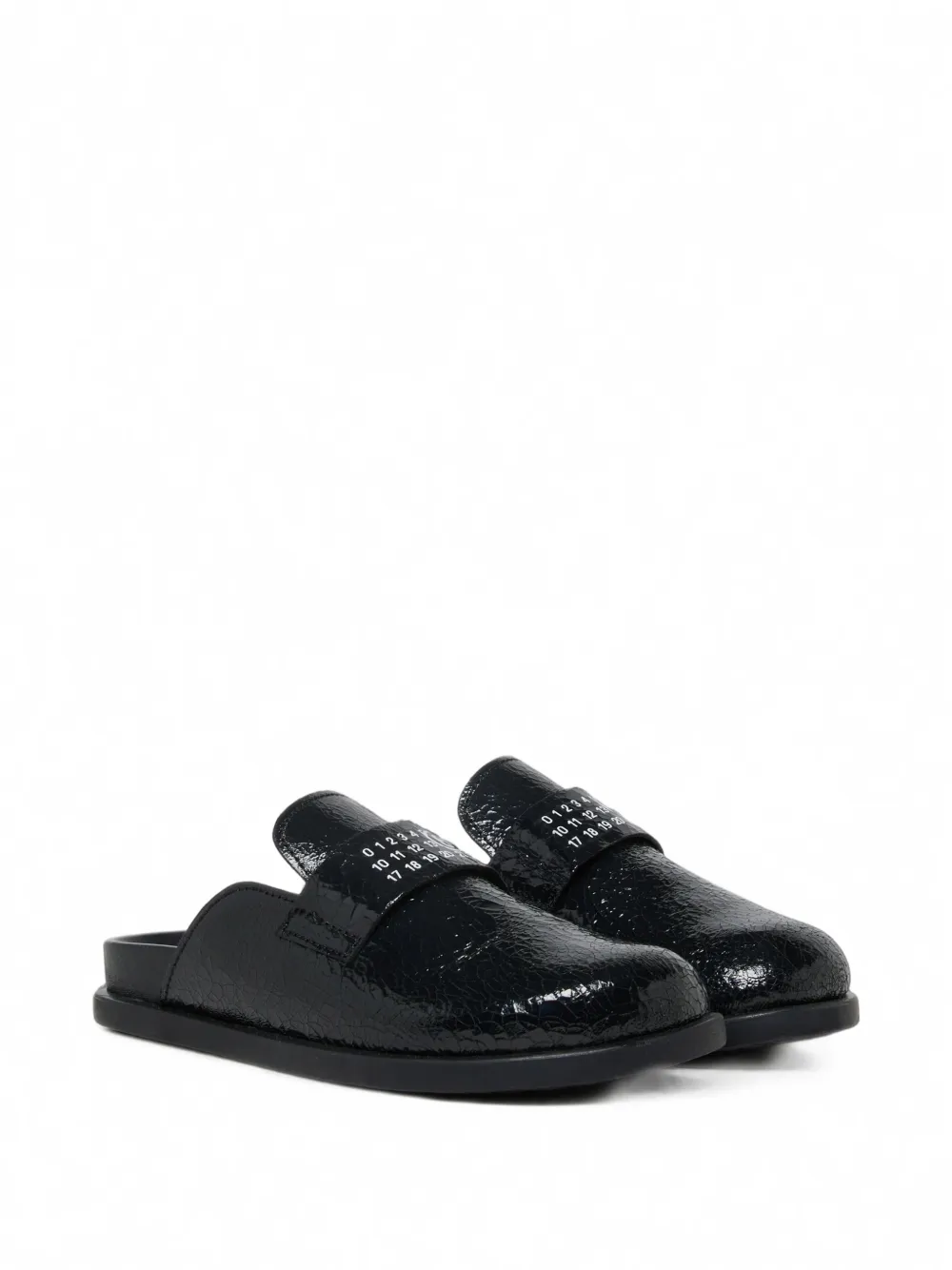 MM6 Maison Margiela Kids cracked-effect Numeric-Signature mules - Nero