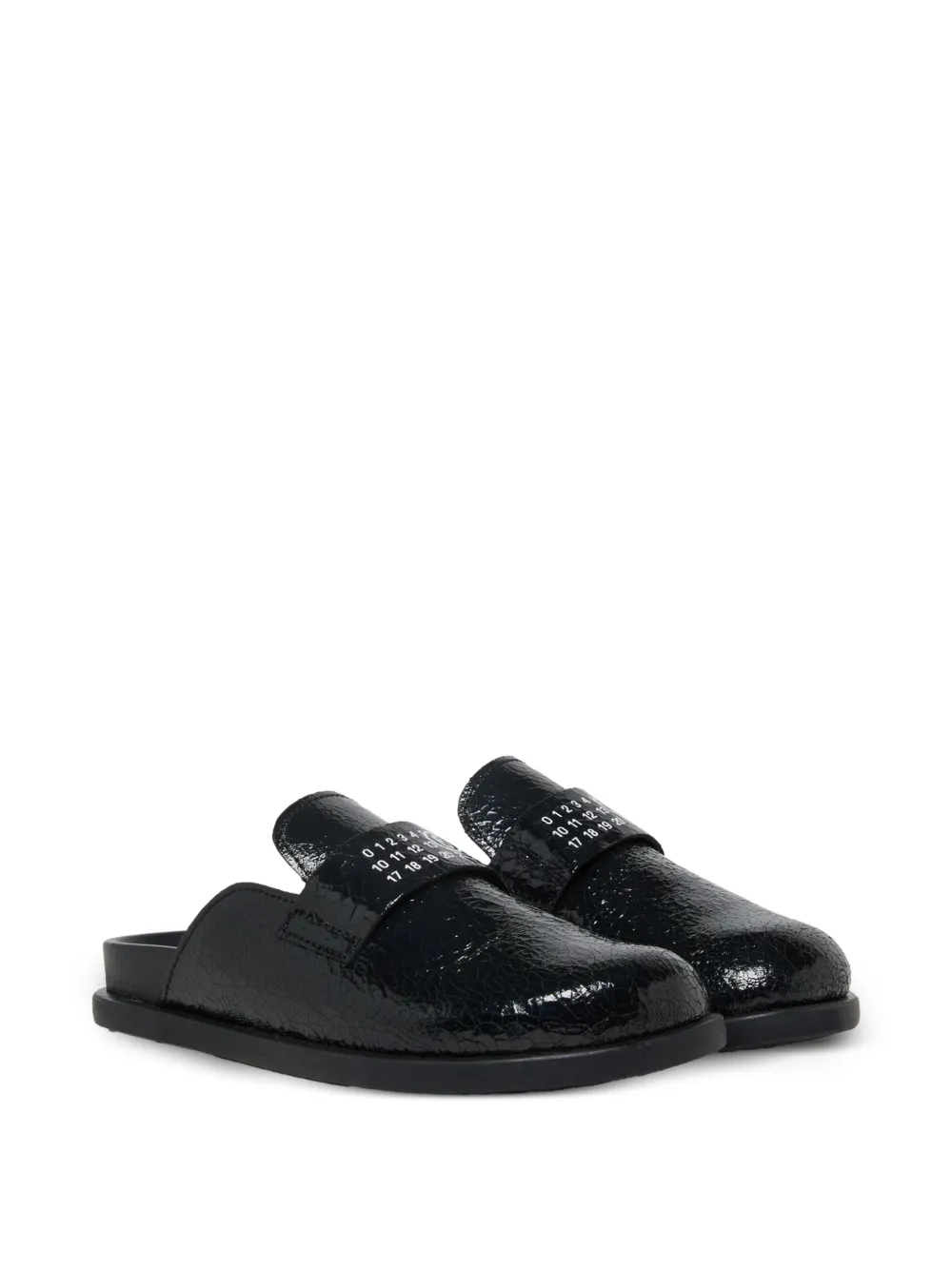 MM6 Maison Margiela Kids cracked-effect Numeric-Signature mules - Nero