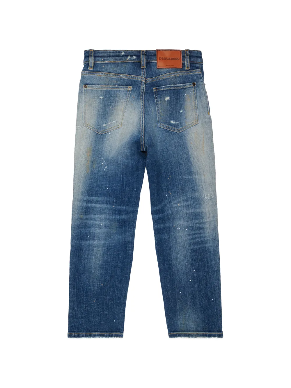 DSQUARED2 KIDS Gerafelde jeans met patchwork Blauw