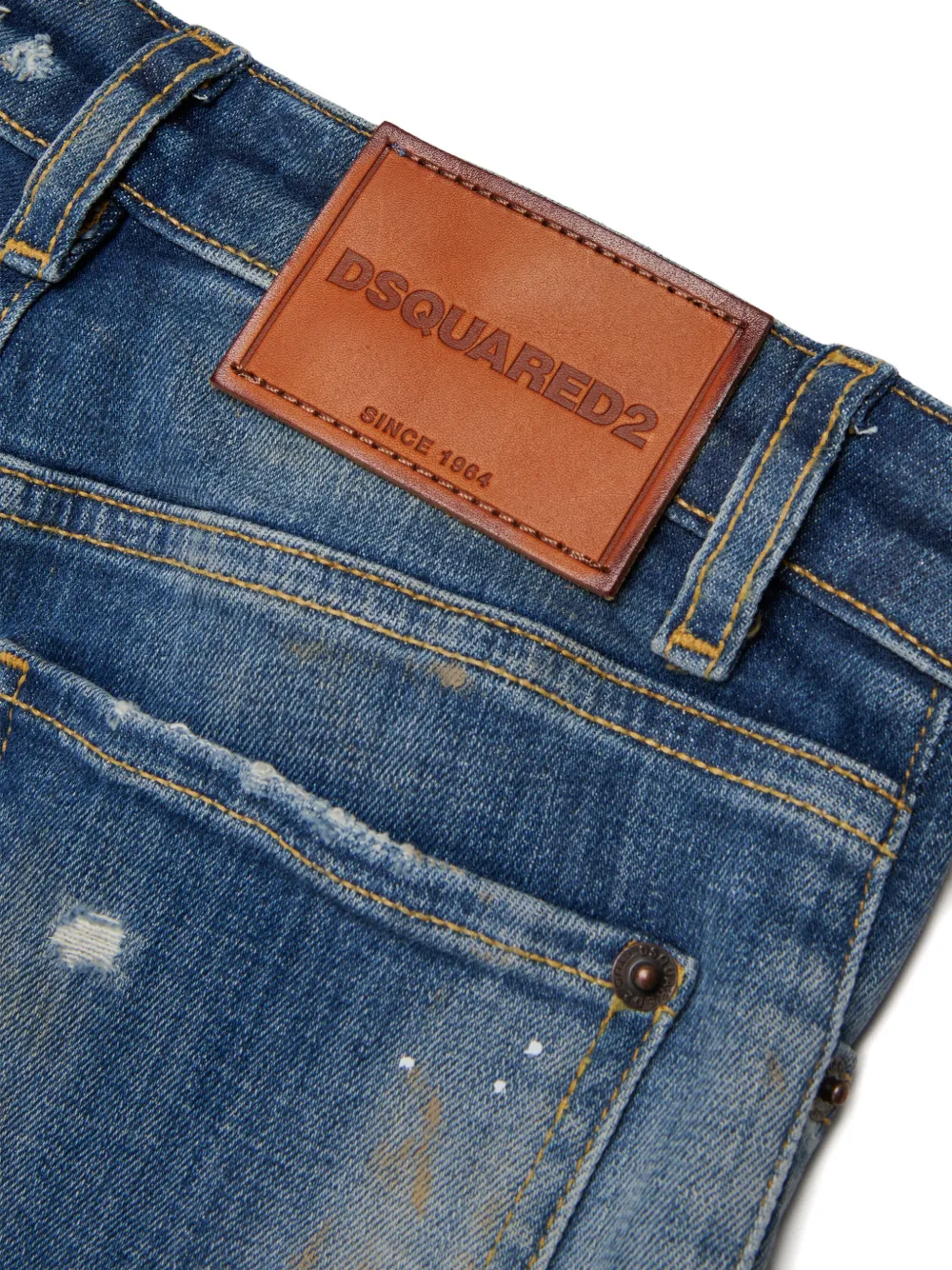 DSQUARED2 KIDS Gerafelde jeans met patchwork Blauw