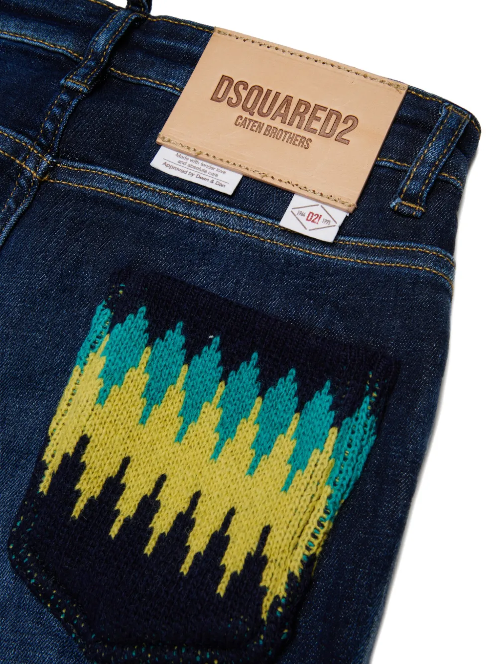 DSQUARED2 KIDS American jeans met jacquard Blauw