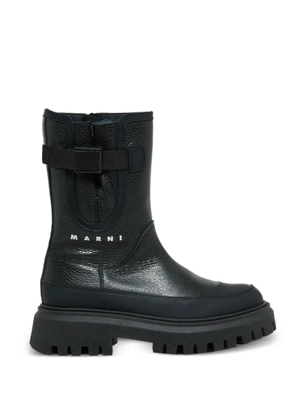 Marni Kids Enkellaarzen met gesp-detail en logo-print Zwart