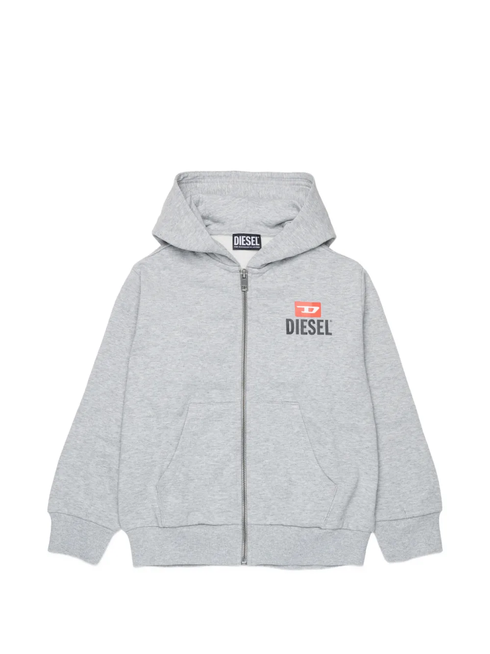 Diesel Kids logo-print zip-up hoodie - Grigio