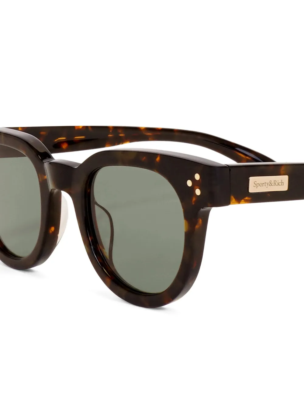 SPORTY & RICH KIDS Zonnebril met rond montuur en schildpadschild design Bruin