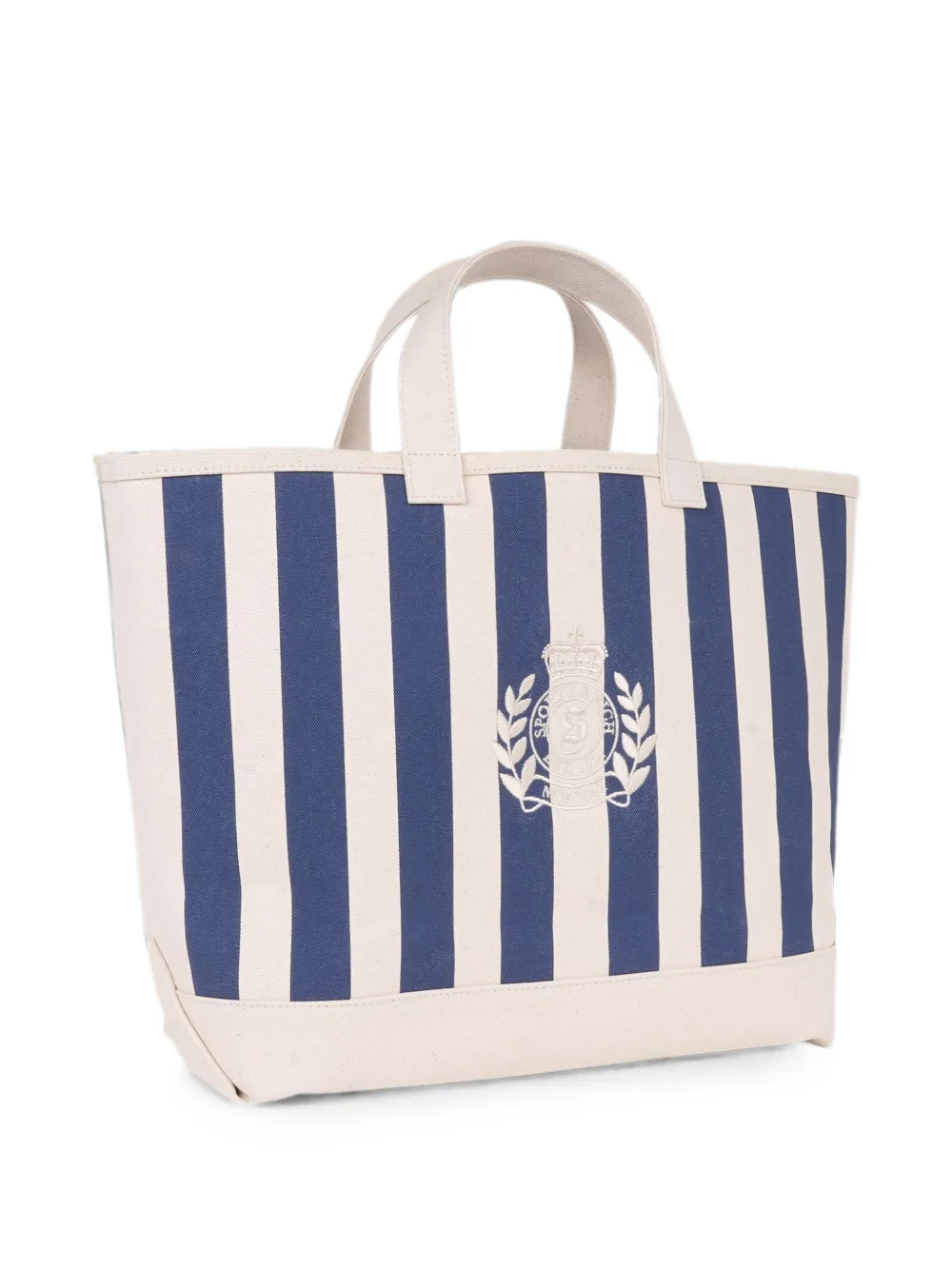 SPORTY & RICH KIDS Gestreepte shopper met borduurwerk Blauw