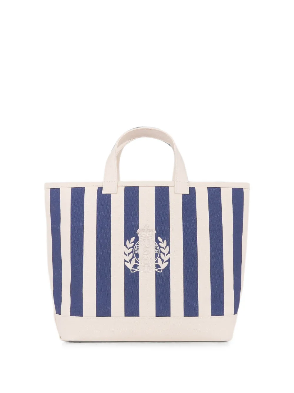 SPORTY & RICH KIDS Gestreepte shopper met borduurwerk Blauw