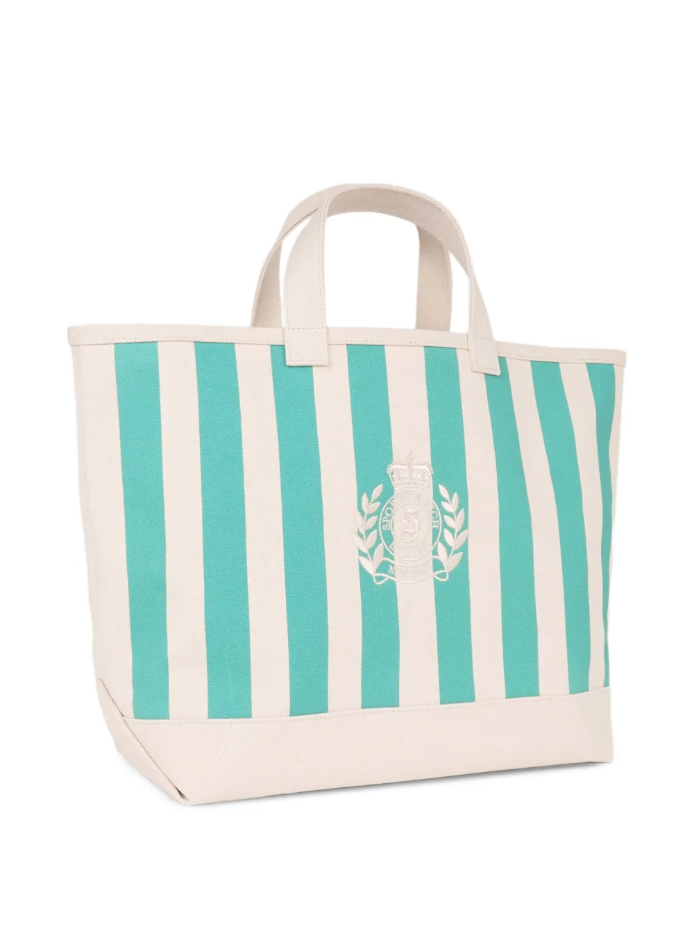 SPORTY & RICH KIDS Gestreepte shopper met geborduurd logo Groen