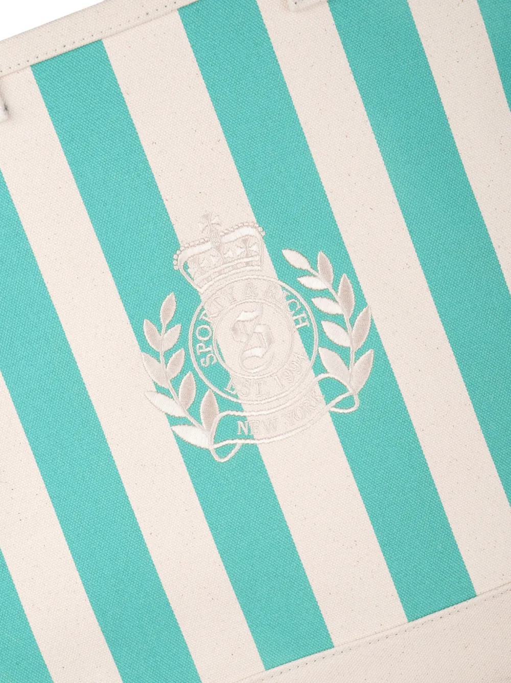SPORTY & RICH KIDS Gestreepte shopper met geborduurd logo Groen