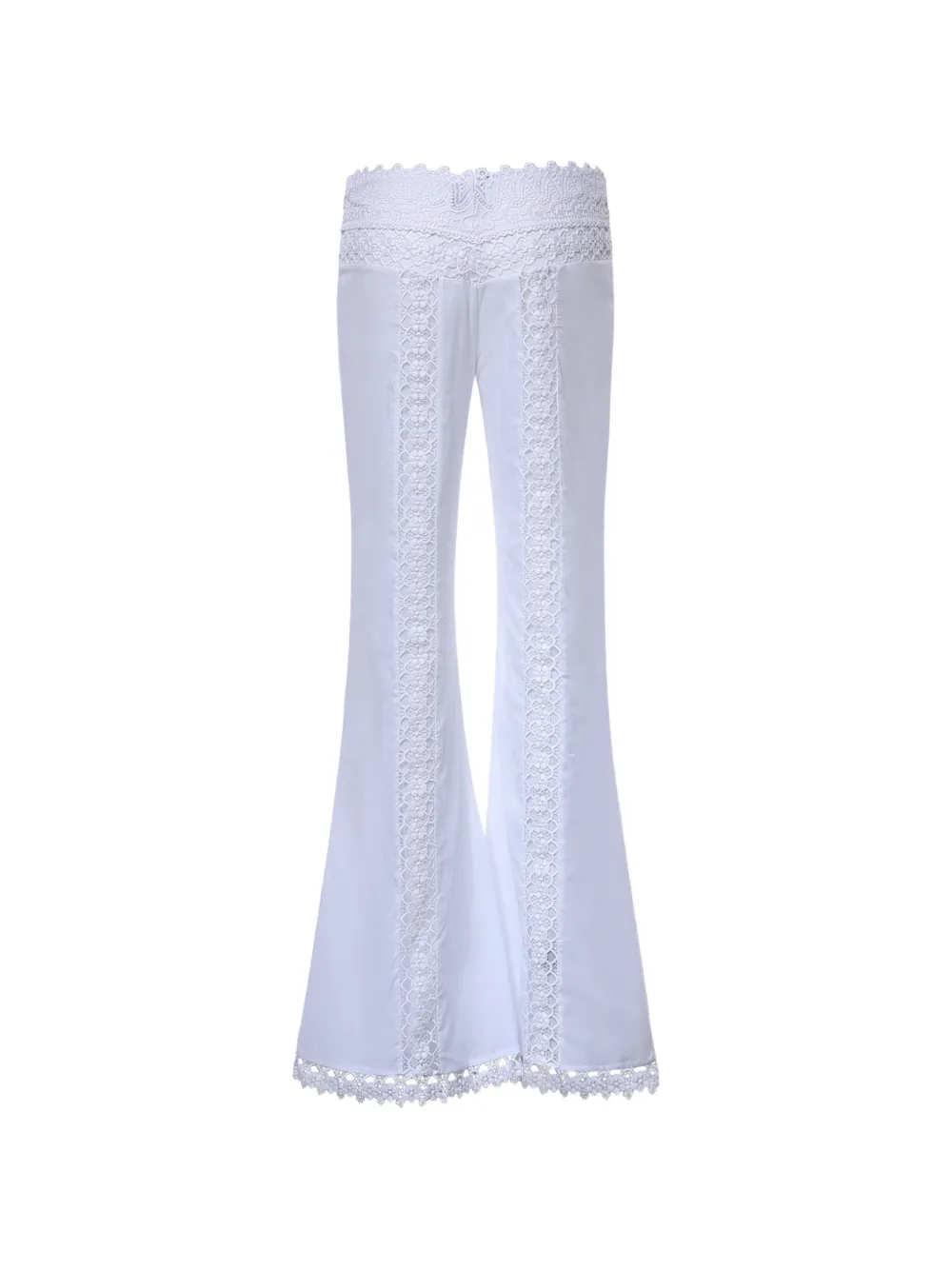 Charo Ruiz Ibiza Vianora flared broek met afwerking van kant Wit
