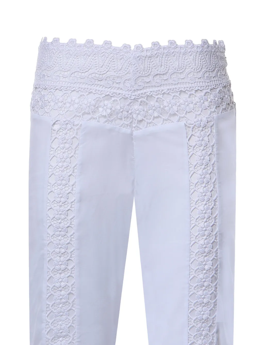 Charo Ruiz Ibiza Vianora flared broek met afwerking van kant Wit