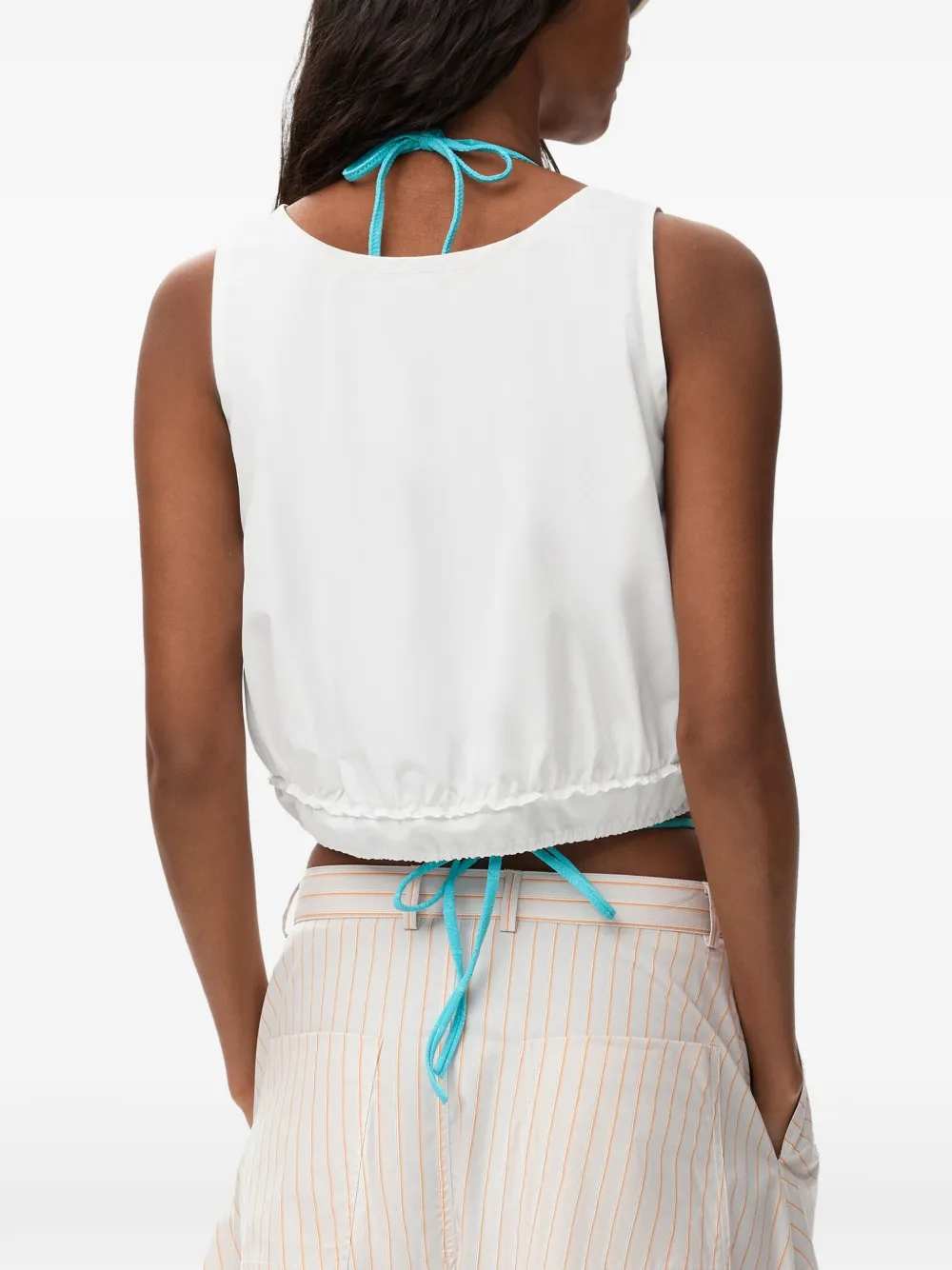 LOEWE Tanktop met geborduurd Anagram en trekkoord Wit