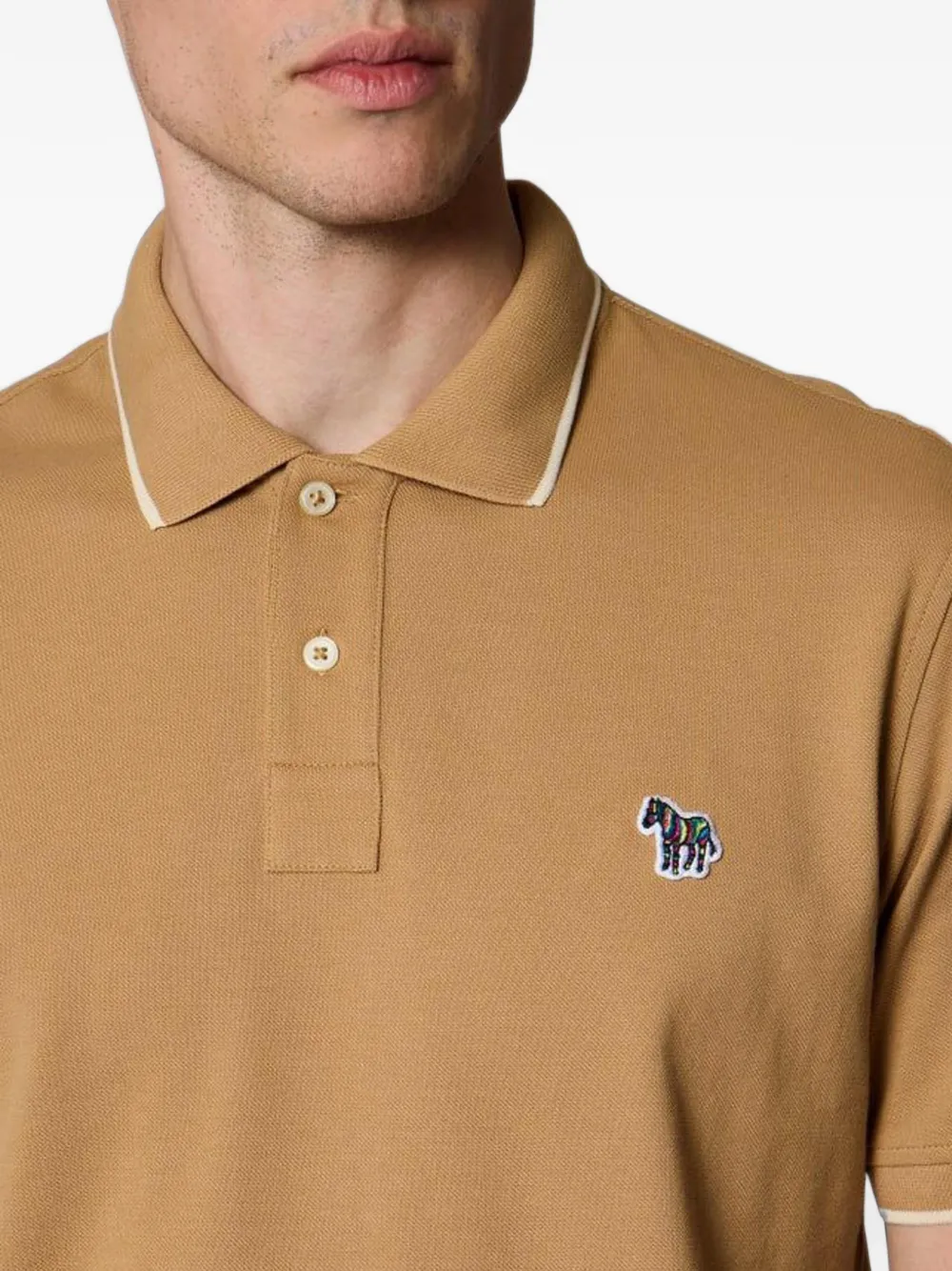 Paul Smith Zebra-patch tipped polo shirt Beige